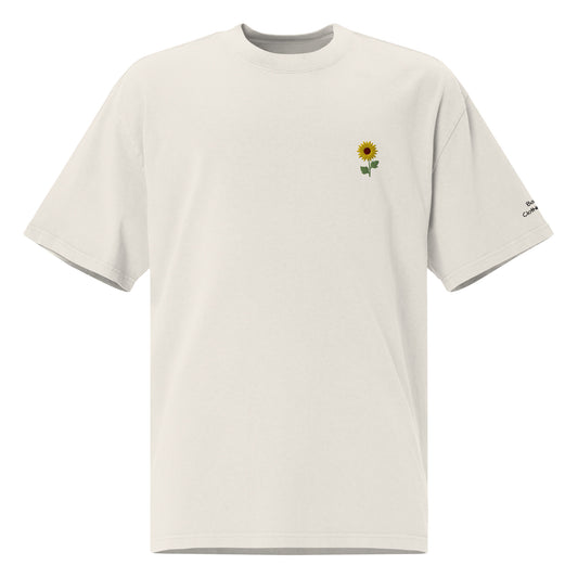 OVERSIZED TEE WITH EMBROIDERED SUNFLOWER